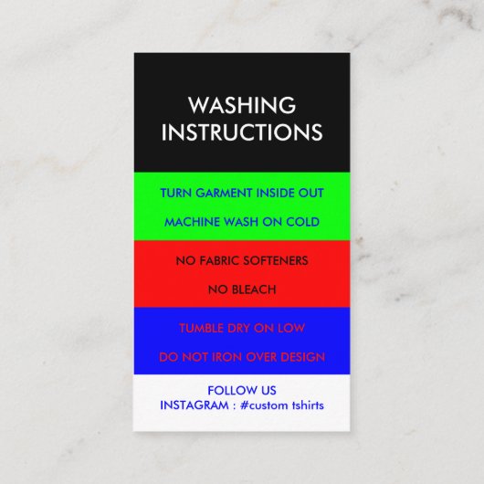 Thank you Shirt Clothing Instruction 名刺 (裏面)