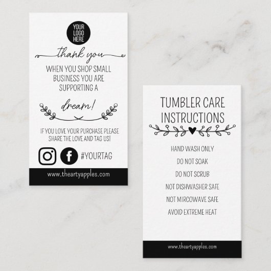 Thank You Shopping Small Insert Card – Logo 名刺 (正面/裏面)