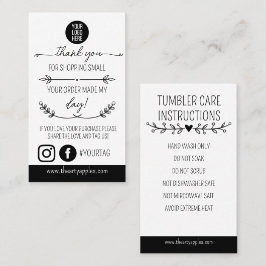 Thank You Shopping Small Insert Card – Logo 名刺 (正面/裏面)