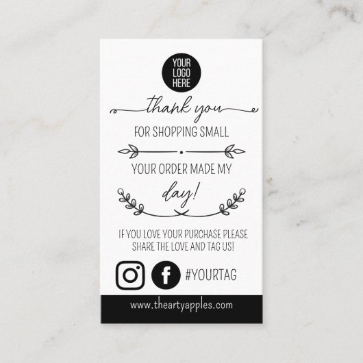 Thank You Shopping Small Insert Card – Logo 名刺 (正面)