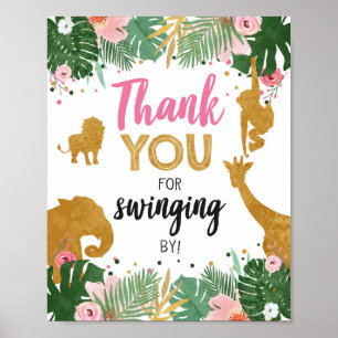 Thank you Sign Zoo Jungle Table decor Safari Girl ポスター