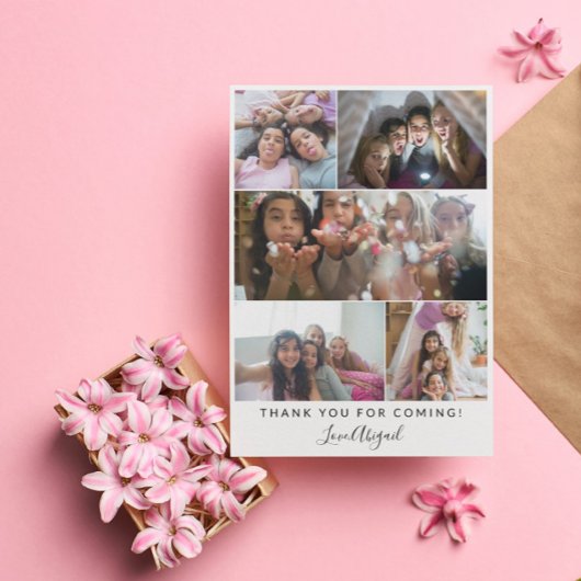 Thank You Sleepover Girl's Photo Collage サンキューカード