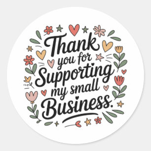Thank You Small Businessステッカー – Cute ミニマル St ラウンドシール
