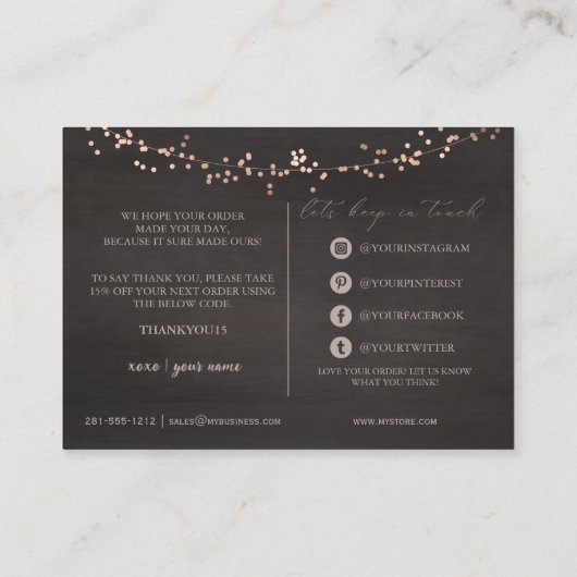 Thank You Small Business 素朴 Order Insert Card 名刺 (裏面)