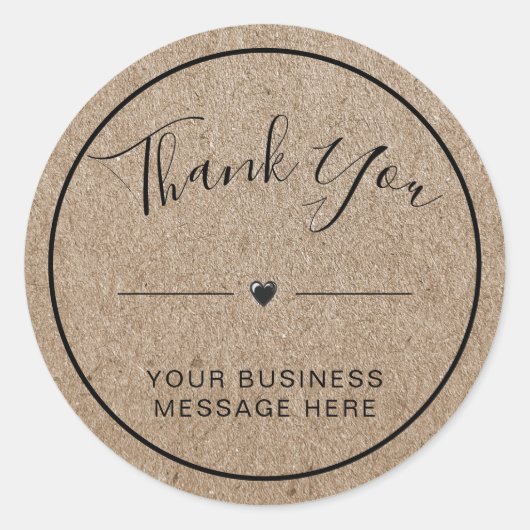 Thank You Small Business Minimalist Kraft ラウンドシール (正面)