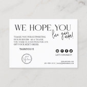 Thank You Small Business Order Insert Card 名刺 (裏面)