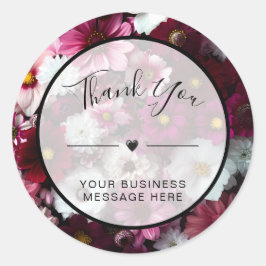 Thank You Small Business Pink Flowers ラウンドシール