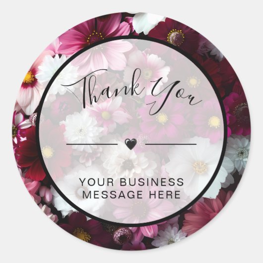 Thank You Small Business Pink Flowers ラウンドシール (正面)