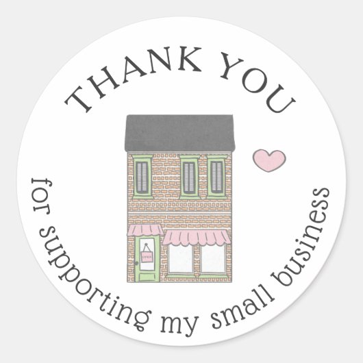 Thank You Small Business Shopハート ラウンドシール (正面)
