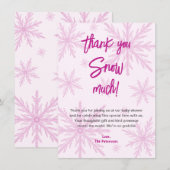 Thank You Snow Much Snowflakes Girl Baby Shower サンキューカード (正面/裏面)