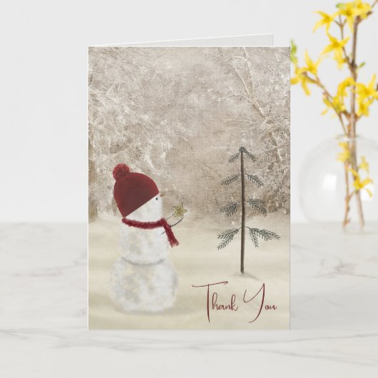 Thank You Snowman with Christmas star カード (黄色い花)