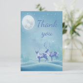 Thank You Snowy Christmas Reindeer Animal Art サンキューカード (スタンド正面)