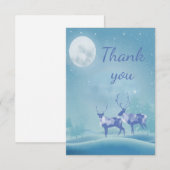 Thank You Snowy Christmas Reindeer Animal Art サンキューカード (正面/裏面)