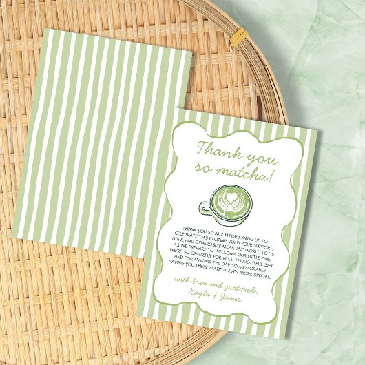 Thank You So Matcha Green Tea Baby Shower サンキューカード