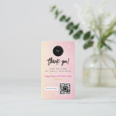 Thank You Social Media QR Code & Logo Pink Glitter 名刺 (スタンド正面)