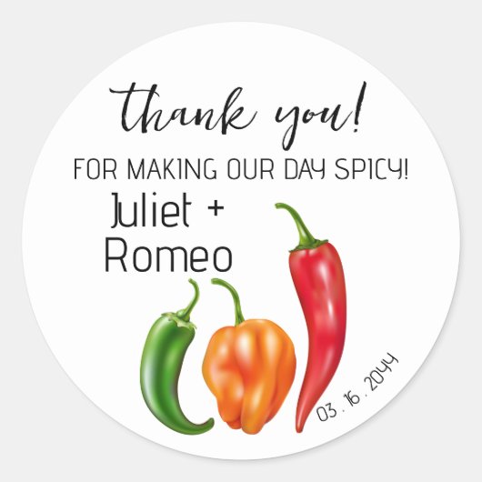 Thank You Spicy Hot Pepper Wedding ラウンドシール (正面)