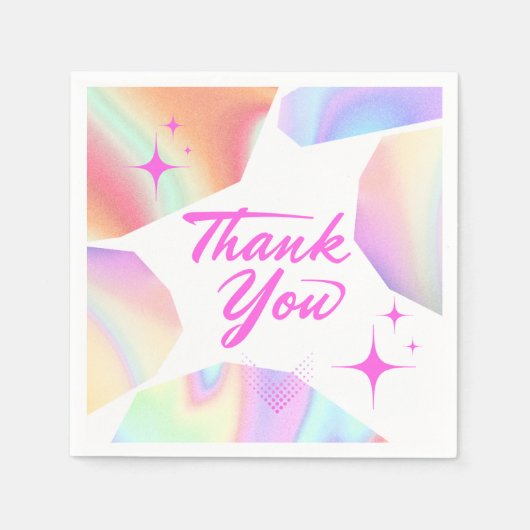 Thank You Star Pastel Gradient Party Paper Napkins スタンダードカクテルナプキン (正面)