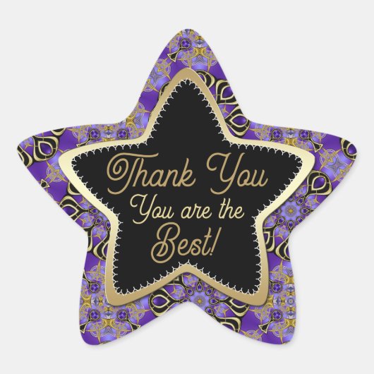 Thank You Star Purple +金ゴールドお客様最高のは 星シール (正面)