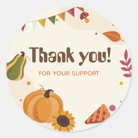 Thank You Sticker – パック用紅葉デザイン ラウンドシール (正面)