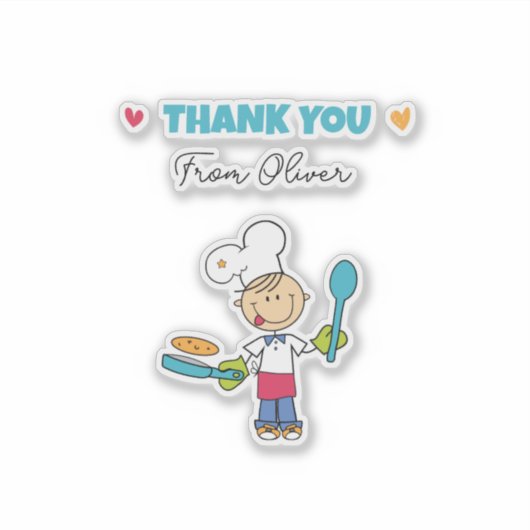 Thank You Sticker – Cute Chef Pancake Theme シール (正面)