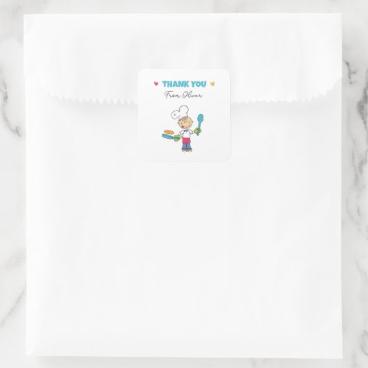 Thank You Sticker – Cute Chef Pancake Theme スクエアシール (バッグ)