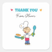 Thank You Sticker – Cute Chef Pancake Theme スクエアシール (正面)
