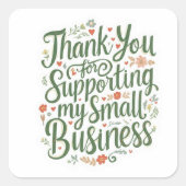 Thank You Sticker for Small Business Owners スクエアシール (正面)