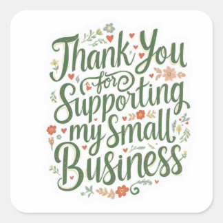 Thank You Sticker for Small Business Owners スクエアシール