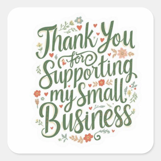 Thank You Sticker for Small Business Owners スクエアシール (正面)