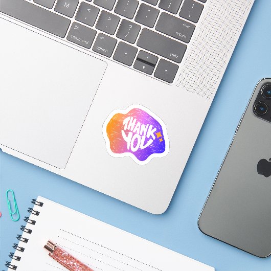 Thank You Sticker – Hand Lettering Gradient Style シール (ノートパソコンとiPhone)