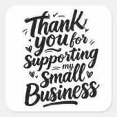 Thank You Sticker, Support Small Business スクエアシール (正面)