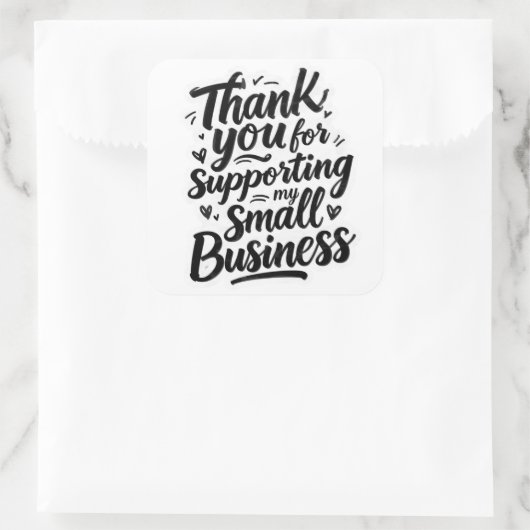 Thank You Sticker, Support Small Business スクエアシール (バッグ)