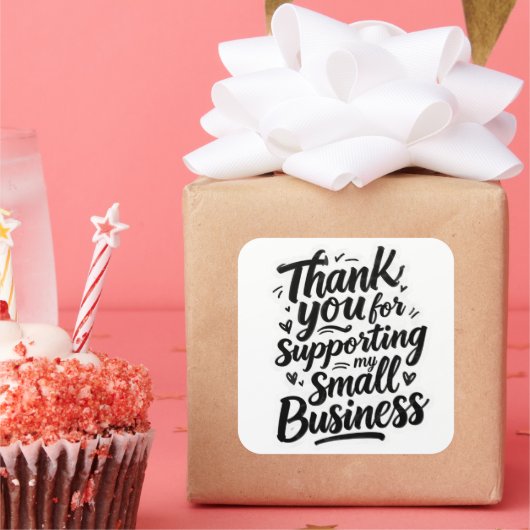 Thank You Sticker, Support Small Business スクエアシール (パーティー)