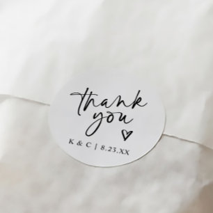 Thank You Stickers for結婚式の引き出物モダンハート ラウンドシール
