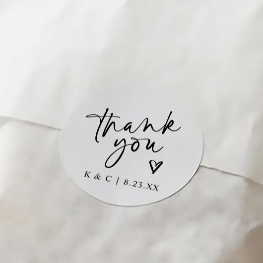Thank You Stickers for結婚式の引き出物モダンハート ラウンドシール