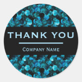 Thank You Swirls Blue Aqua Teal and Black  ラウンドシール (正面)