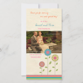 Thank You Tall Rainbow Flowers 結婚's Photo Card サンキューカード
