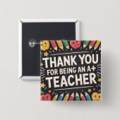 Thank you Teacher Appreciation card 缶バッジ (正面&裏面)