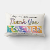 Thank You Teacher Colorful Watercolor Personalized ランバークッション (正面)