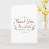 Thank You Teacher for Helping Us Grow カード (黄色い花)