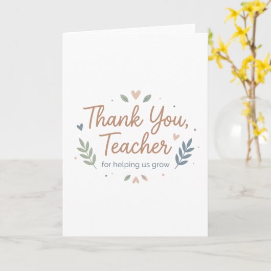 Thank You Teacher for Helping Us Grow カード (黄色い花)