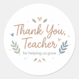 Thank You Teacher for Helping Us Grow ラウンドシール