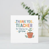 Thank You Teacher Grow Appreciation カード (スタンド正面)