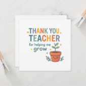 Thank You Teacher Grow Appreciation カード (正面/裏面インサイチュ)