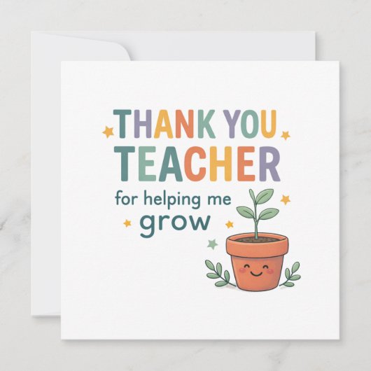 Thank You Teacher Grow Appreciation カード (正面)