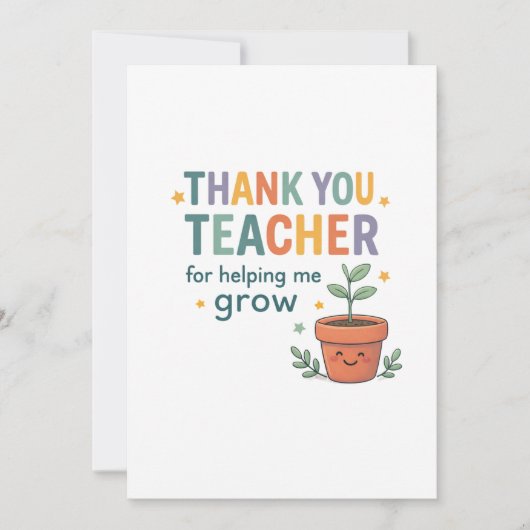 Thank You Teacher Grow Appreciation カード (正面)