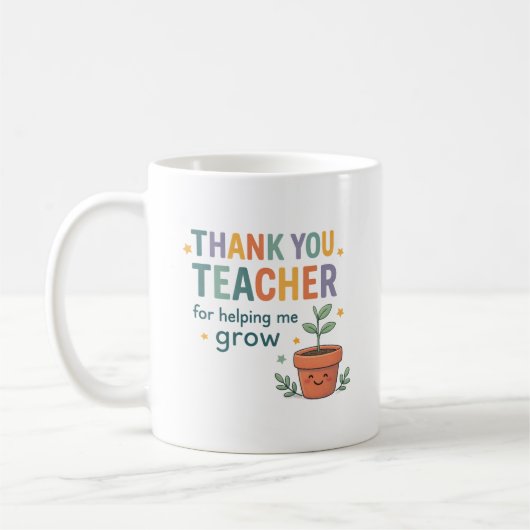 Thank You Teacher Grow Appreciation コーヒーマグカップ (左)