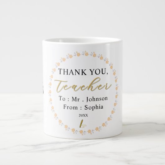 Thank You Teacher – Personalized Name Mug Gift ジャンボコーヒーマグカップ (正面)