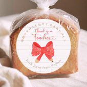 Thank You Teacher Red Bow Note Paper ラウンドシール