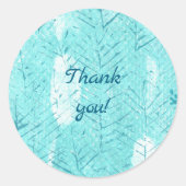 Thank you Teal Branches on Turquoise Stickers ラウンドシール (正面)